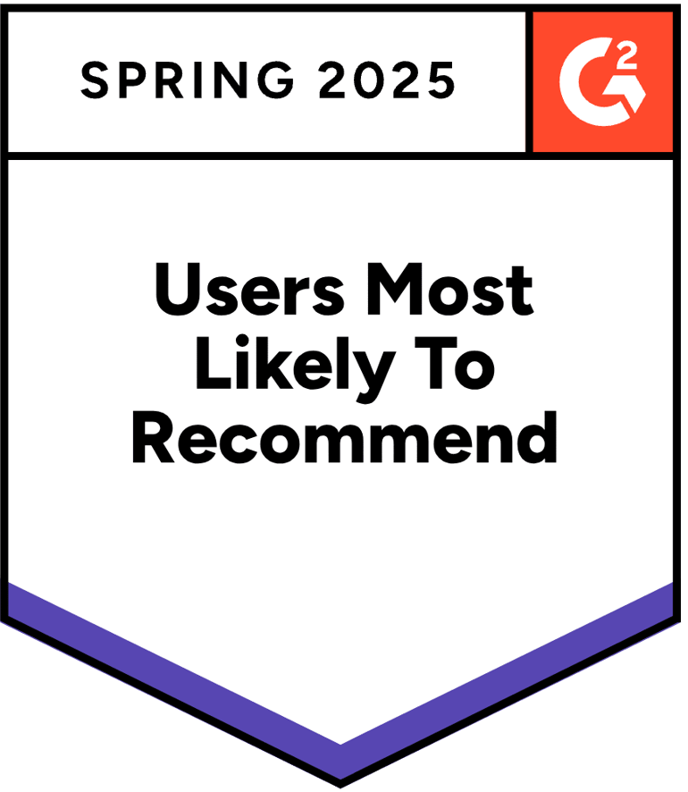 G2 Users Most Likely to Recommend badge
